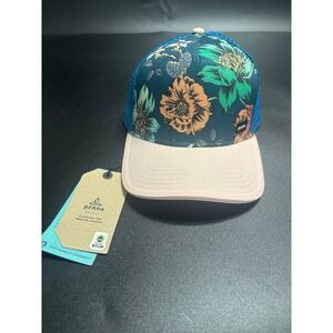 Prana NEW Floral Lower Pines Trucker Hat Unisex O/S Pink/Blue Adjustable MSRP$35